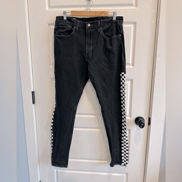 Levi’s Men’s 512 slim taper jeans Black Checkerboard Side Print 34x32 - Picture 1 of 6